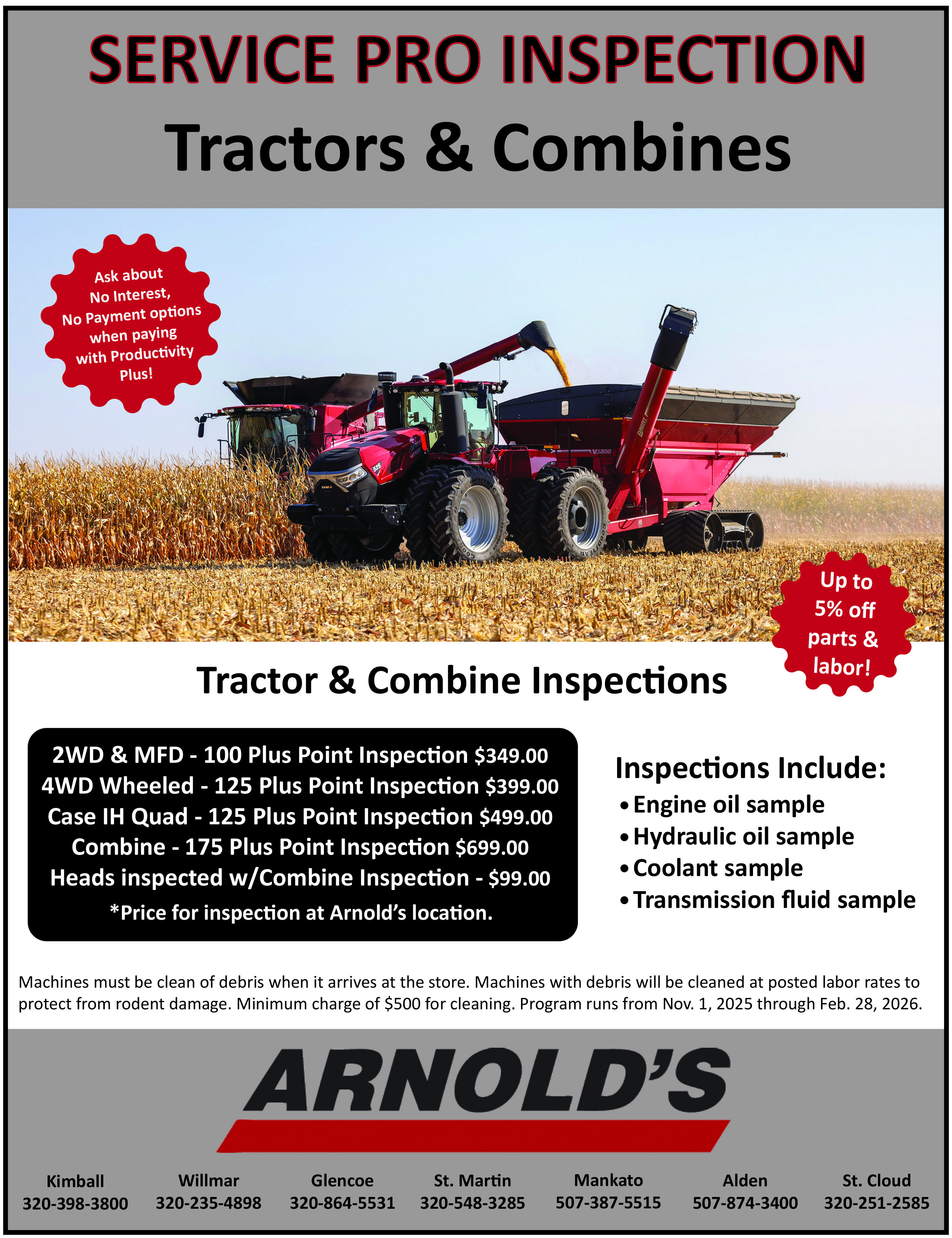 Service Pro Inspection Tractor Combines